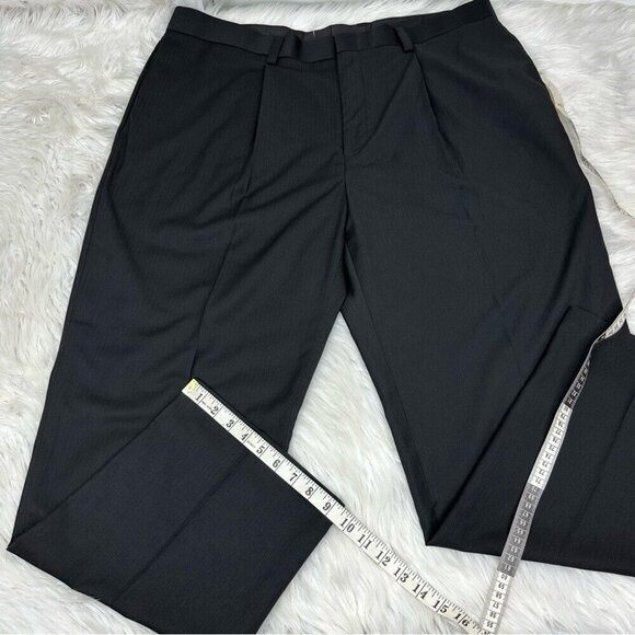 Kenneth Cole Reaction Men’s Black Striped Pleated Relaxed Career‎ Pants W40/L30 - Picture 12 of 13